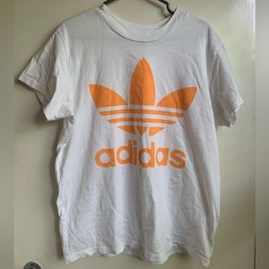 Adidas oversized white shirt with orange logo